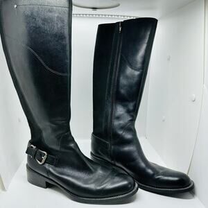 Ana Amber Black Riding High Rise Buckle Side Zip Up Shoes size 6.5
